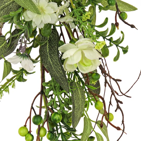 28" Blossoms & Berries Teardrop Swag